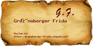 Grünsberger Frida névjegykártya